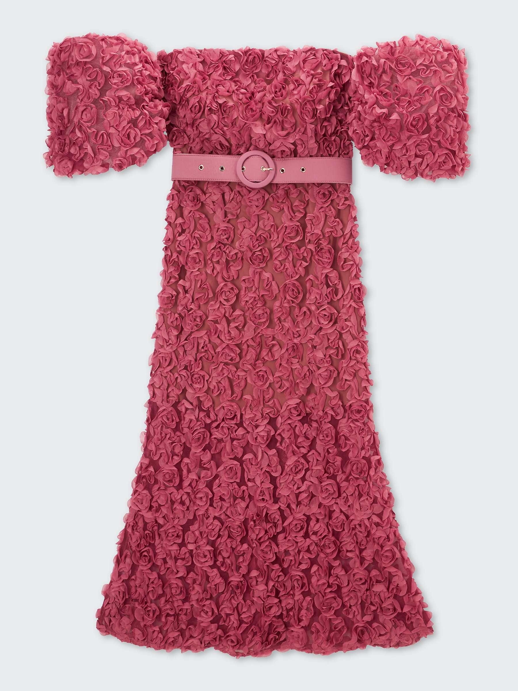Buy Elliatt Intimacy 3D Floral Off Shoulder Strapless Midi Dress, Raspberry Online at johnlewis.com
