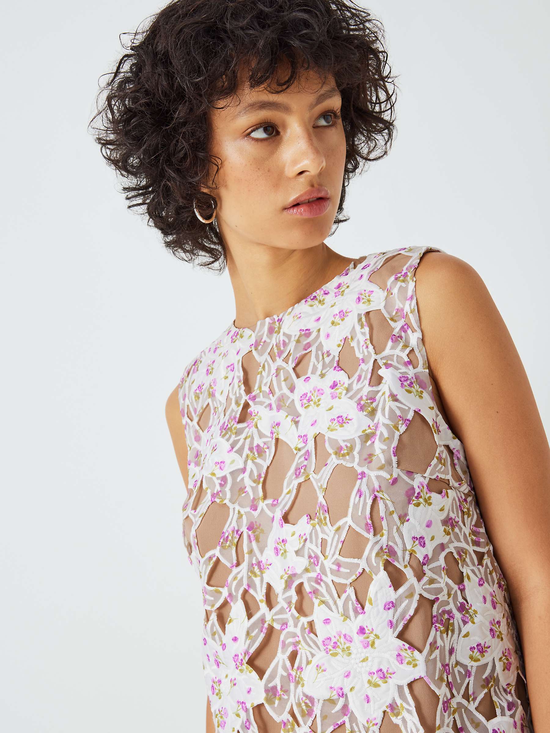Buy Elliatt Heartbeat Broderie Lace Mini Dress, Natural/Multi Online at johnlewis.com