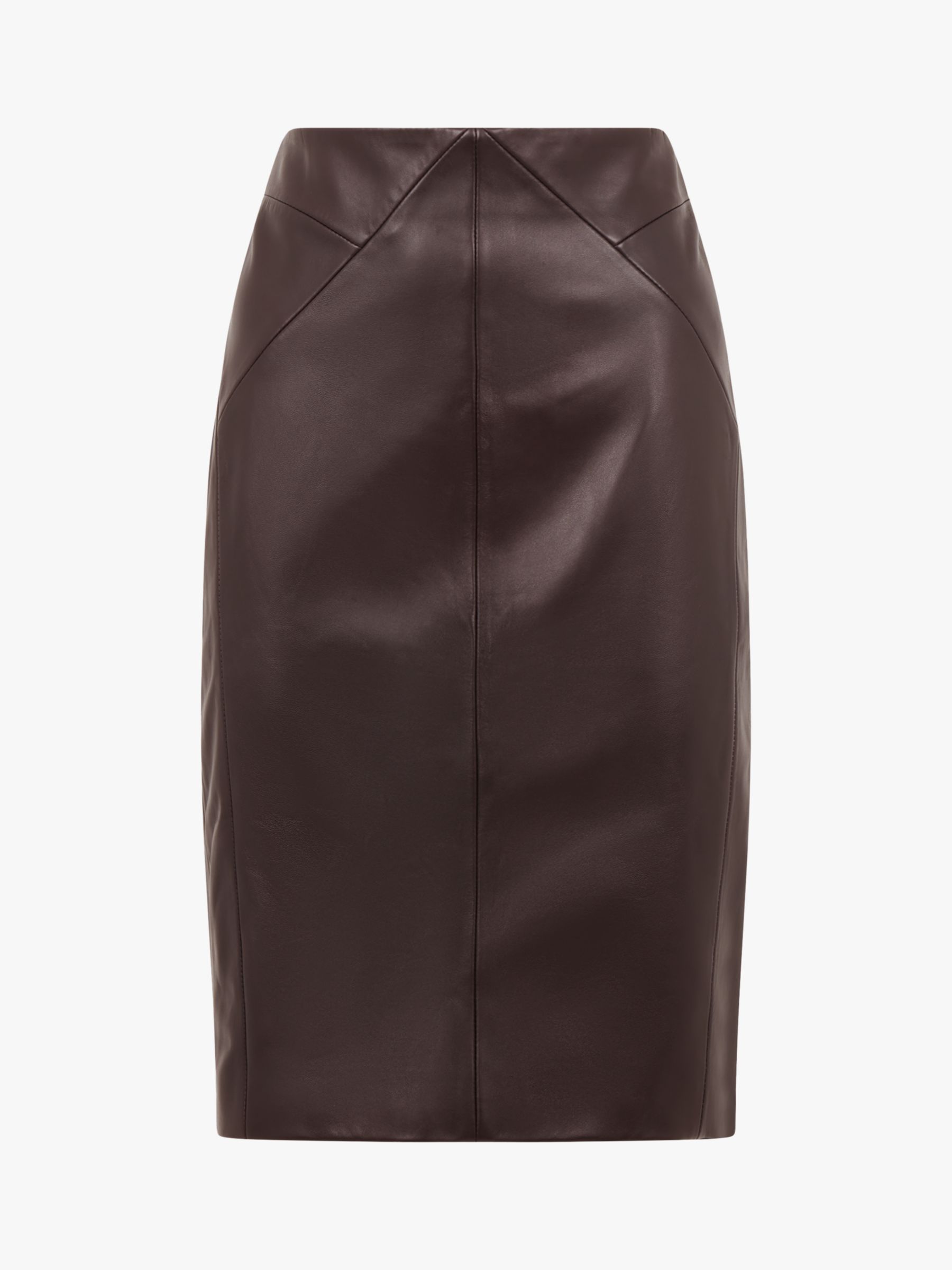 Buy Reiss Raya Leather Pencil Skirt, Berry Online at johnlewis.com