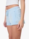 Juicy Couture Diamante Embellished Velour Track Shorts, Powder Blue