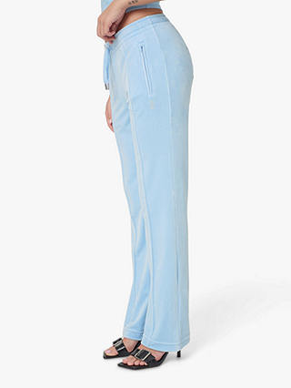 Juicy Couture Diamante Embellished Velour Track Joggers, Powder Blue