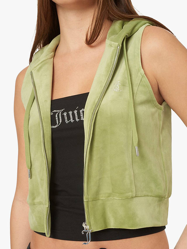 Juicy Couture Gilly Velour Gilet, Mosstone