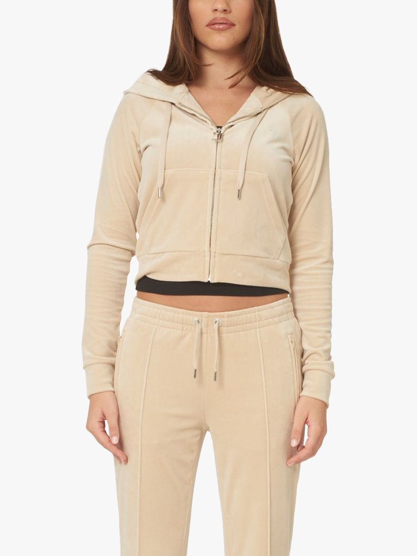 Juicy Couture Classic Velour Hoodie, Sand, XS