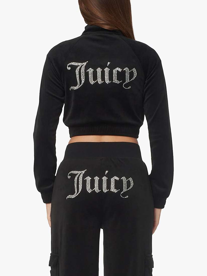 Buy Juicy Couture Tasha Diamante Embellished Cropped Velour Track Top, Black Online at johnlewis.com
