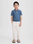 Reiss Kids' Pascoe Textured Half Button Polo Shirt