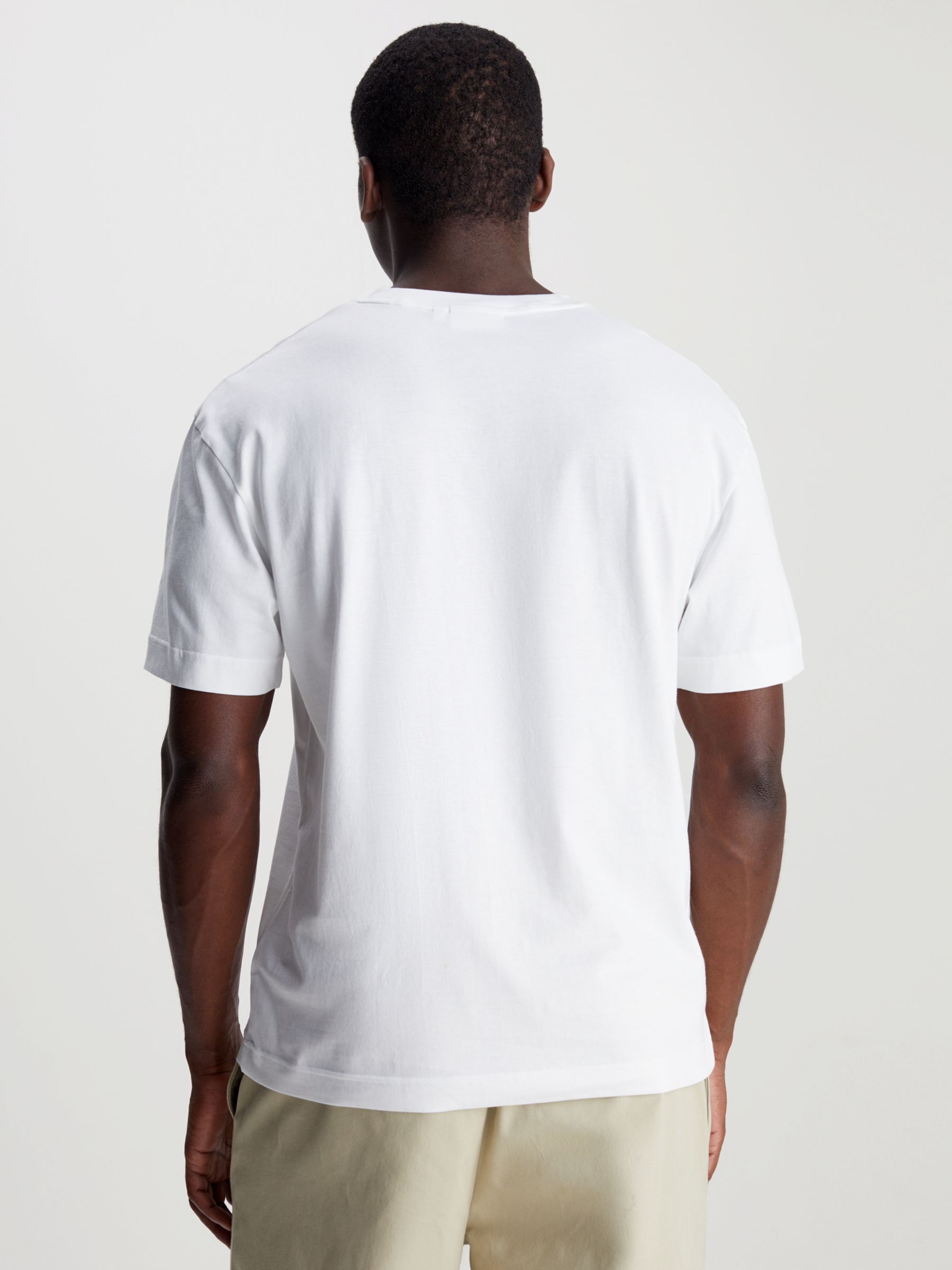 Buy Calvin Klein Woven Logo T-Shirt, White Online at johnlewis.com