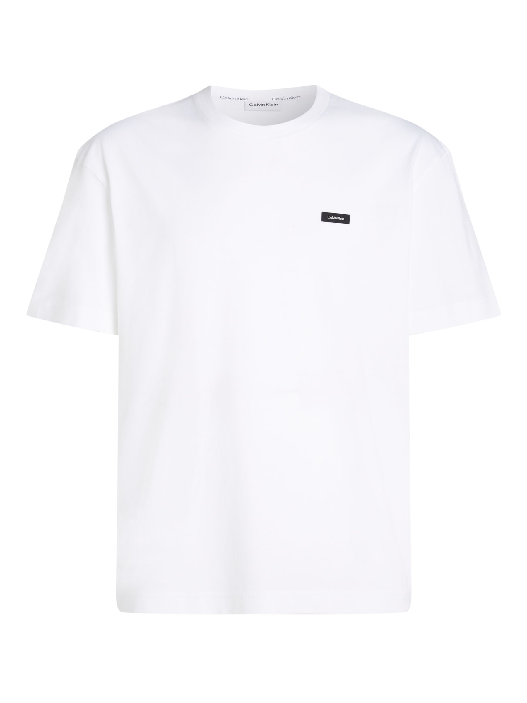 Buy Calvin Klein Woven Logo T-Shirt, White Online at johnlewis.com