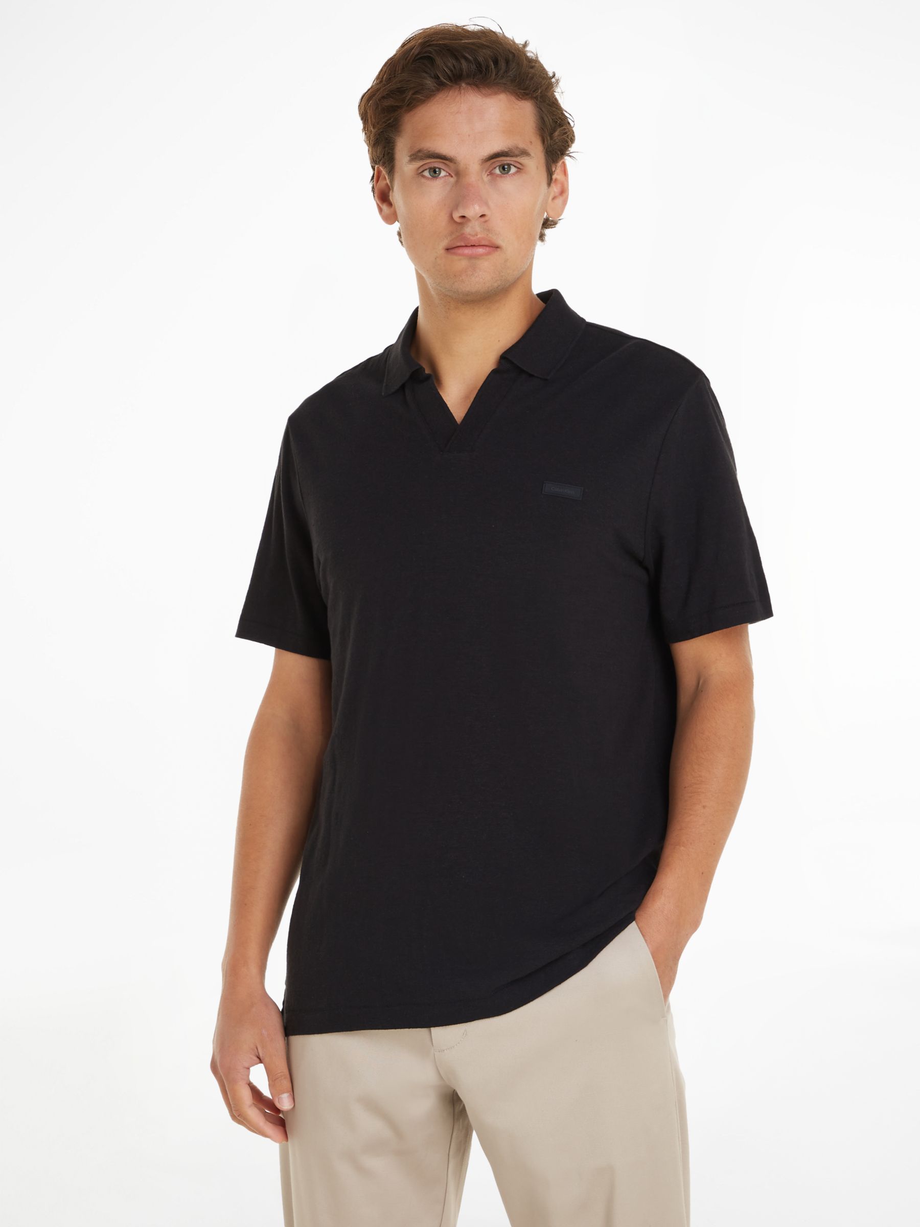 Calvin Klein Organic Cotton Short Sleeve Polo Shirt, Ck Black, L