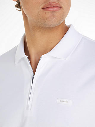 Calvin Klein Cotton Zip Polo Top, Bright White