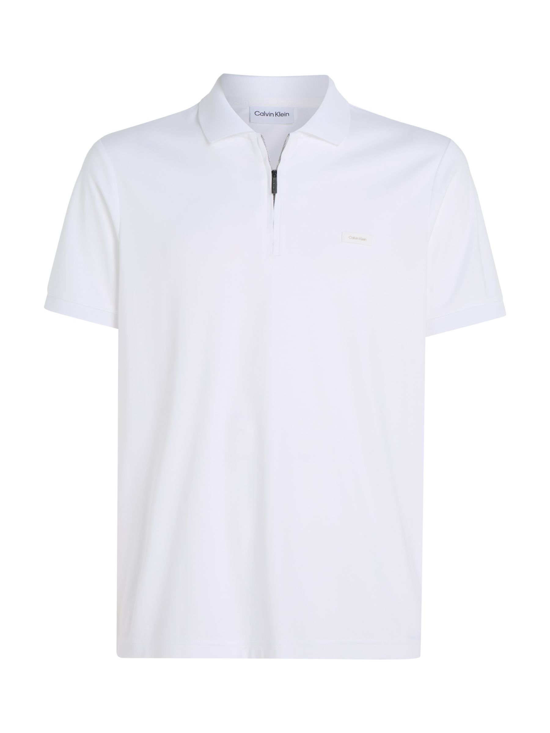 Calvin Klein Cotton Zip Polo Top, Bright White, XL