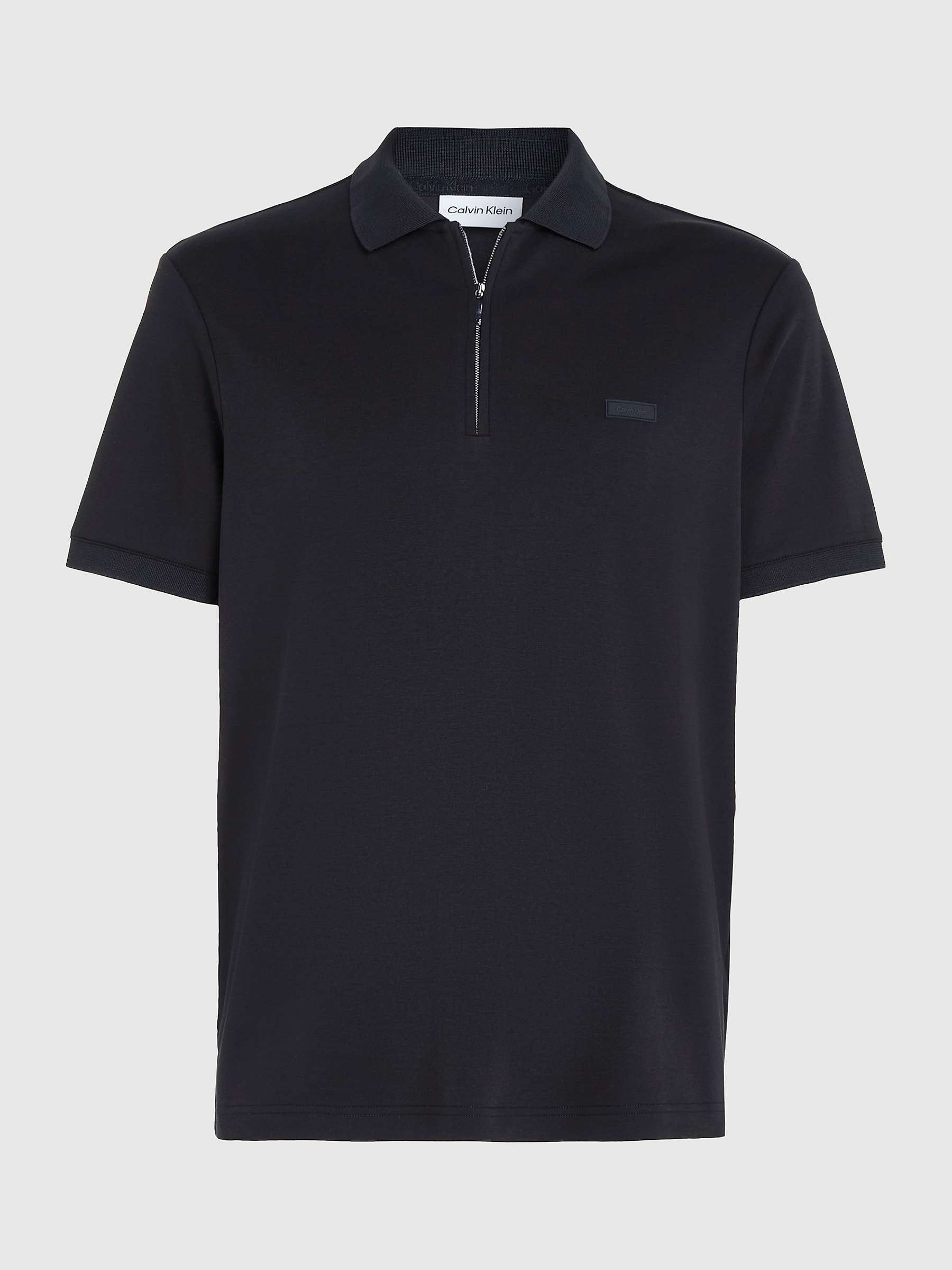Buy Calvin Klein Zip Neck Organic Cotton Polo Shirt, Ck Black Online at johnlewis.com
