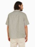 Calvin Klein Linen Cotton Blend Cuban Shirt, Delta Green, Delta Green