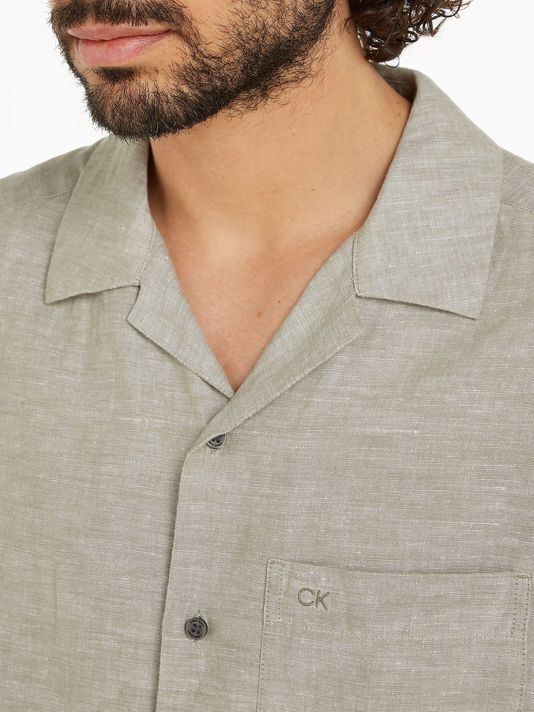 Buy Calvin Klein Linen Cotton Blend Cuban Shirt, Delta Green Online at johnlewis.com