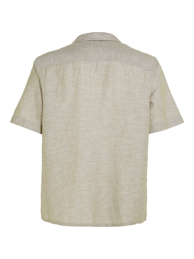 Calvin Klein Linen Cotton Blend Cuban Shirt, Delta Green