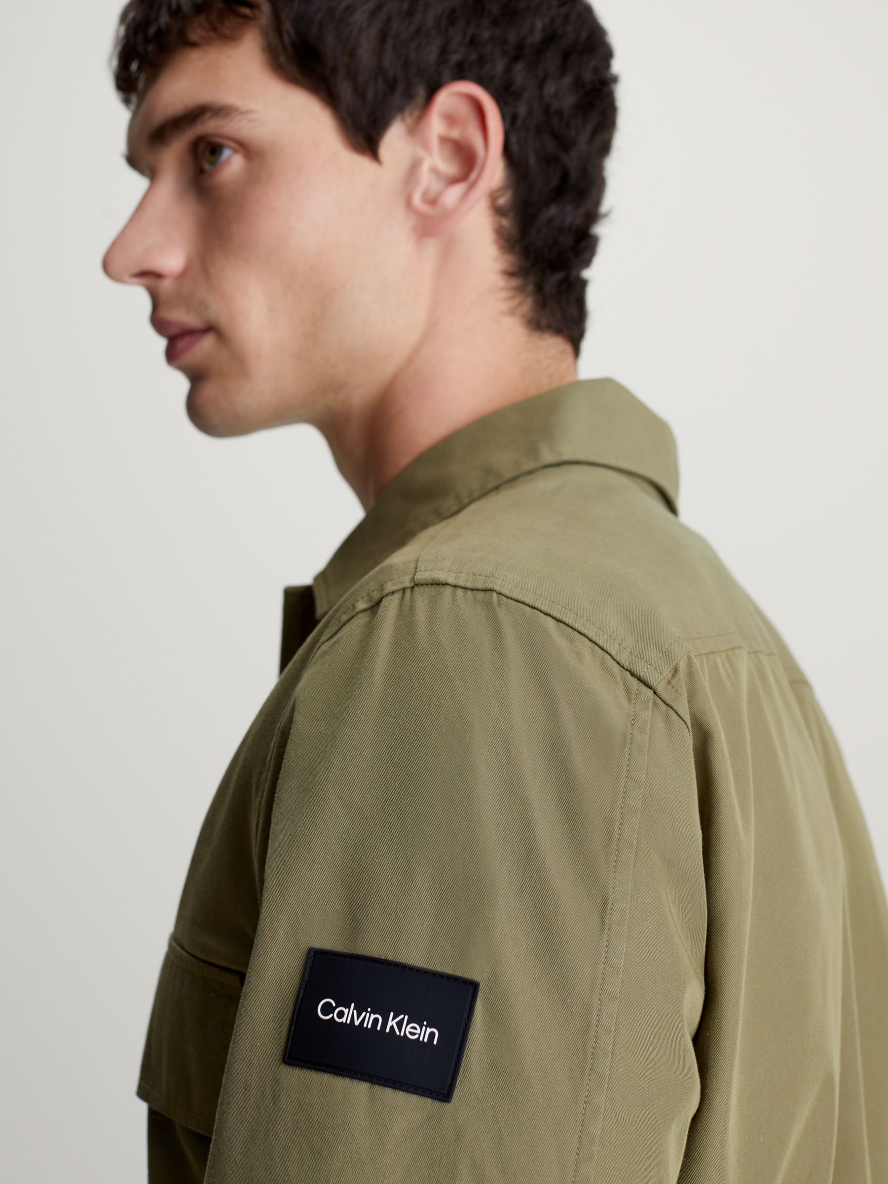 Buy Calvin Klein Cotton Overshirt, Delta Green Online at johnlewis.com