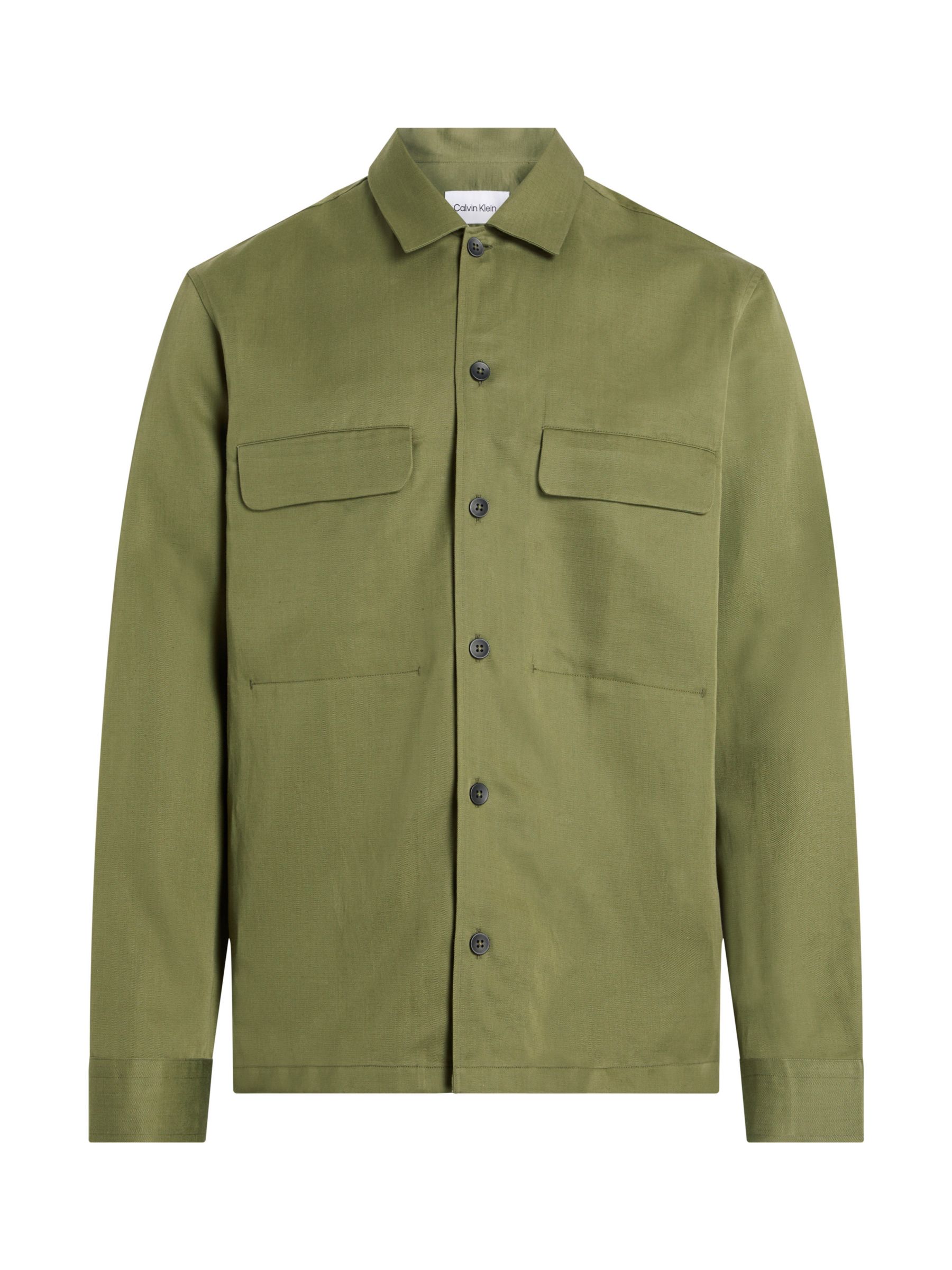 Calvin Klein Linen Shirt Jacket, Delta Green, XL