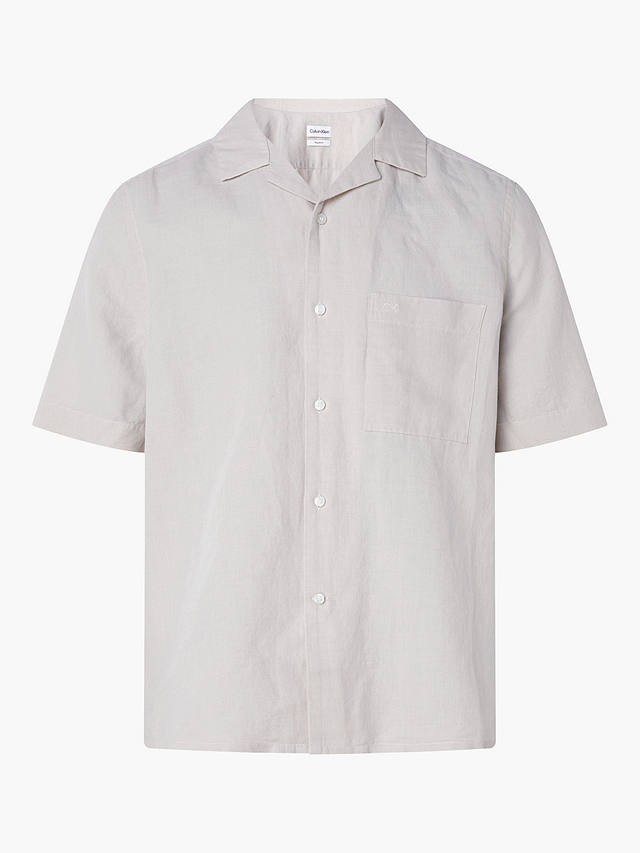 Calvin Klein Linen Blend Cuban Shirt, Stony Beige