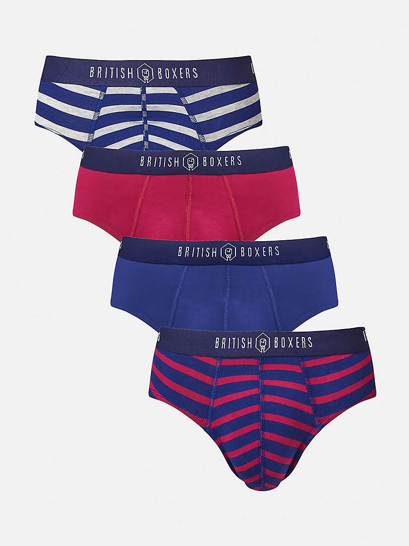 Buy British Boxers Bamboo Stripes & Plain Briefs, Pack of 4, Multi Online at johnlewis.com
