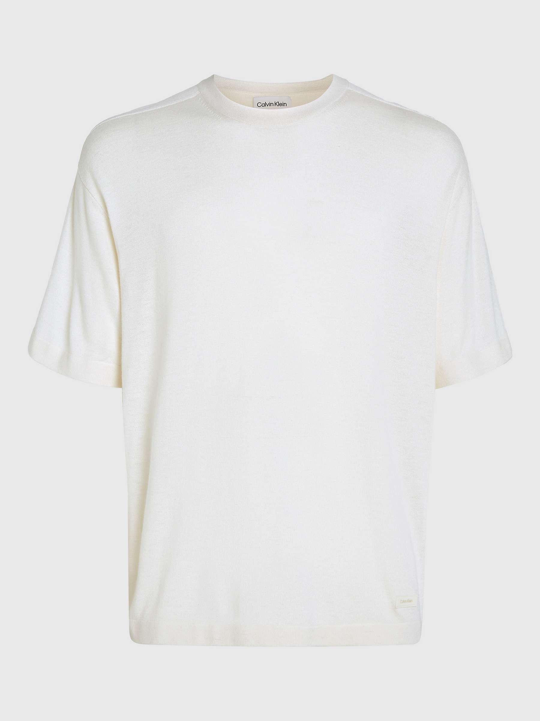 Buy Calvin Klein Silk Blend Knitted Short Sleeve T-Shirt, Egret Online at johnlewis.com