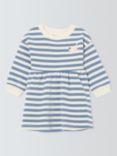 John Lewis ANYDAY Baby Stripe Cotton Long Sleeve Dress, Blue/Multi