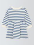 John Lewis ANYDAY Baby Stripe Cotton Long Sleeve Dress, Blue/Multi