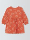 John Lewis ANYDAY Baby Cotton Flower Long Sleeve Dress, Orange