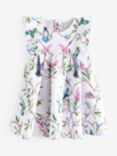 Ted Baker Baby Bird Print Textured Jersey Dress, White/Multi