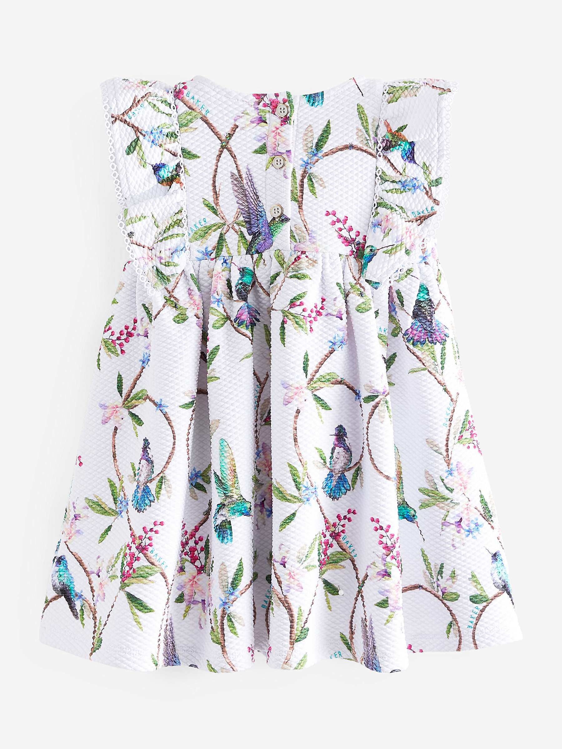 Buy Ted Baker Baby Bird Print Textured Jersey Dress, White/Multi Online at johnlewis.com
