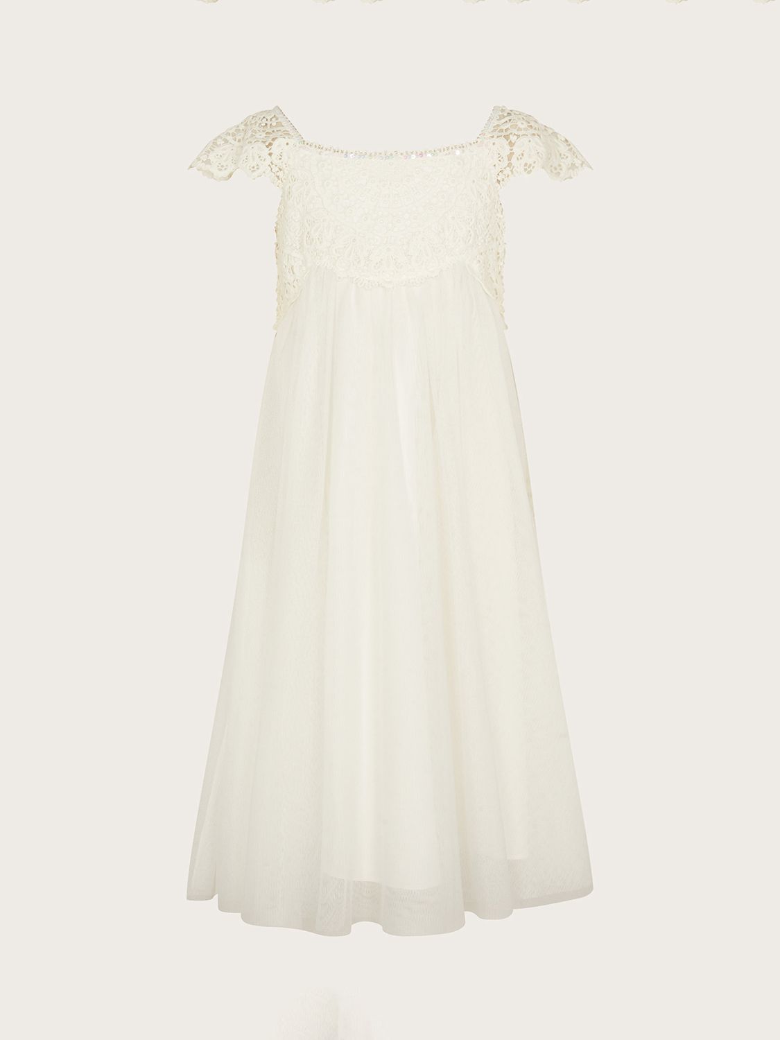 Buy Monsoon Kids' Estella Lace & Sequin Occasion Dress, Ivory Online at johnlewis.com