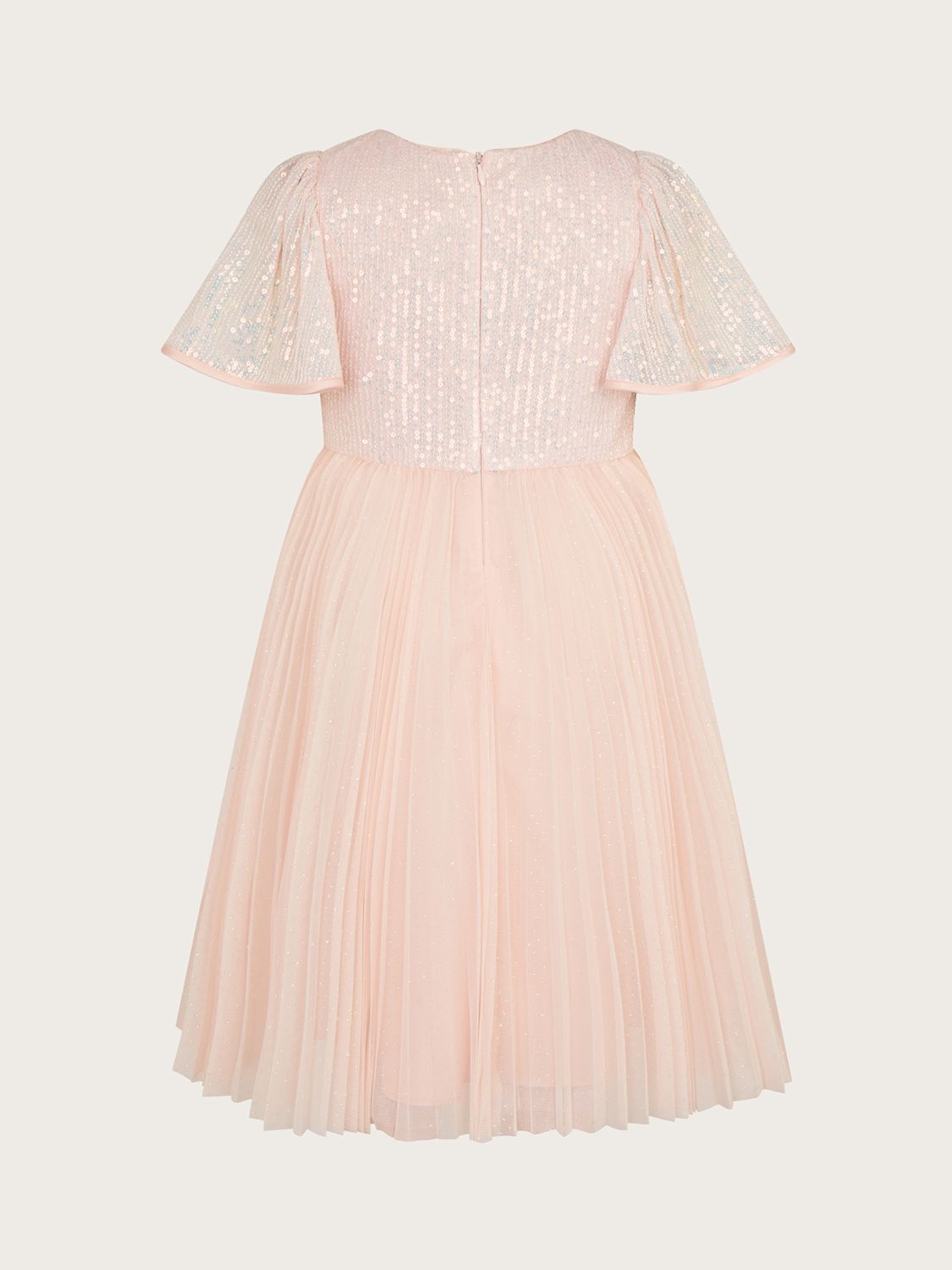 Buy Monsoon Kids' Florence Sequin Pleated Occasion Dress, Pink Online at johnlewis.com