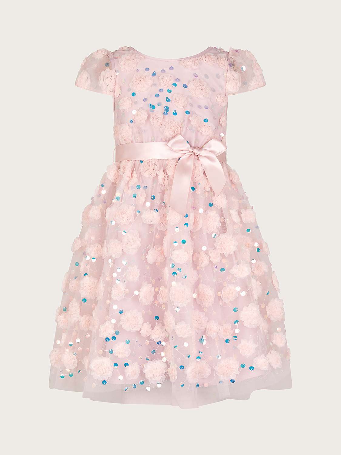 Buy Monsoon Kids' Cindy Sequin Rosette Occasion Dress, Pink Online at johnlewis.com