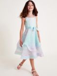 Monsoon Kids' Ellie Ombre Petal Ruffle Occasion Dress, Multi, Multi