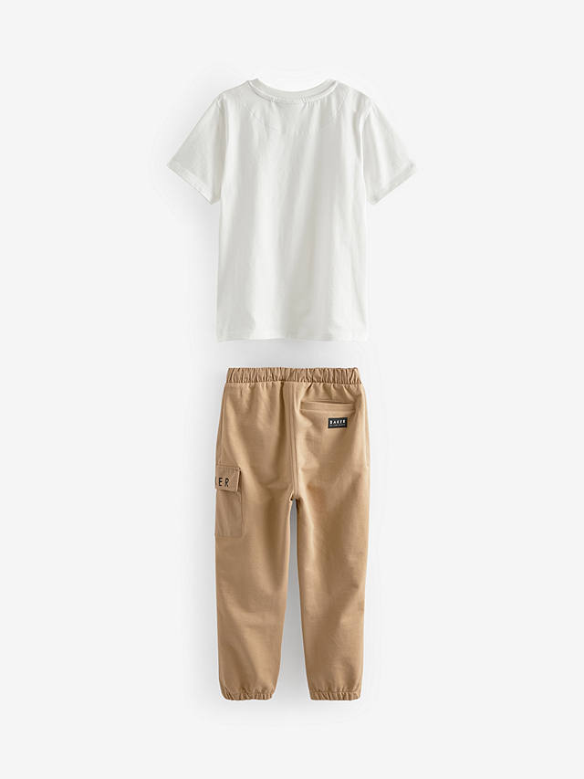 Ted Baker Baby Logo T-Shirt & Cargo Trousers Set, Stone/White