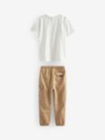 Ted Baker Baby Logo T-Shirt & Cargo Trousers Set, Stone/White, Stone/White