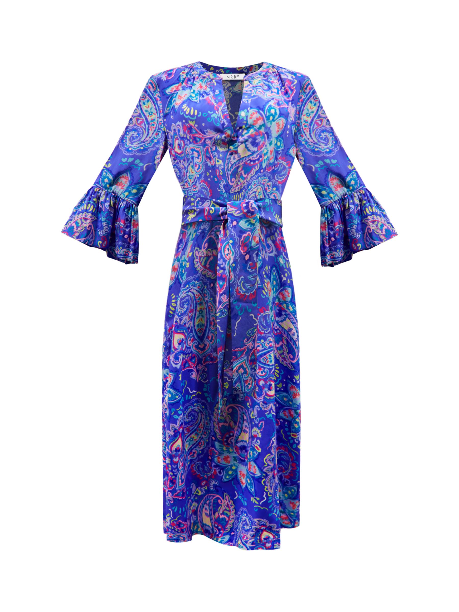NRBY Penelope Painterley Paisley Silk Dress, Multi, XS