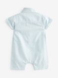 Ted Baker Baby Logo Dobby Shirt Style Romper, Blue