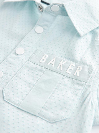 Ted Baker Baby Logo Dobby Shirt Style Romper, Blue