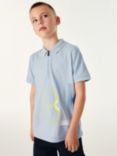 Ted Baker Kids' Kids' Logo Zip Polo Shirt, Blue