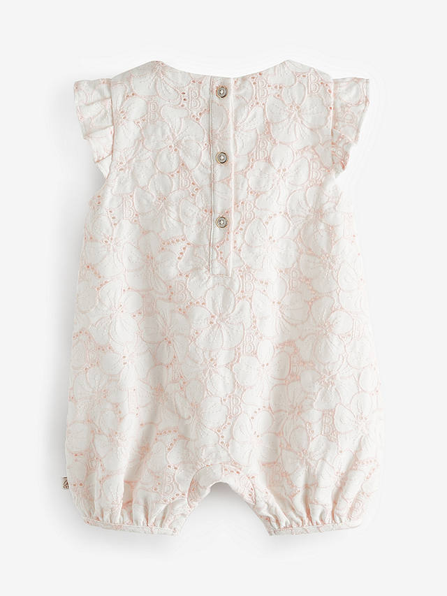 Ted Baker Baby Floral Broderie Bow Detail Romper, Pink