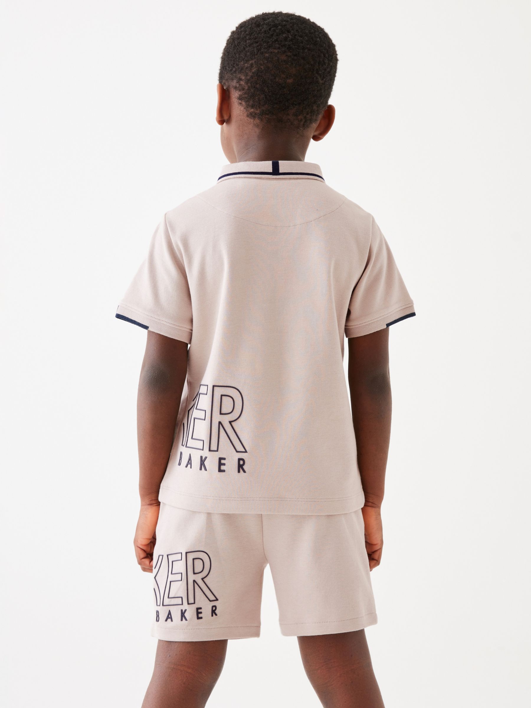 Ted Baker Kids' Logo Polo Shirt & Shorts Set, Stone, 2-3 years