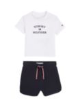 Tommy Hilfiger Baby Logo Short and T-Shirt Set, White/Navy, White/Navy