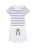Tommy Hilfiger Baby Essential Logo Stripe Top & Shorts Set, White/Desert