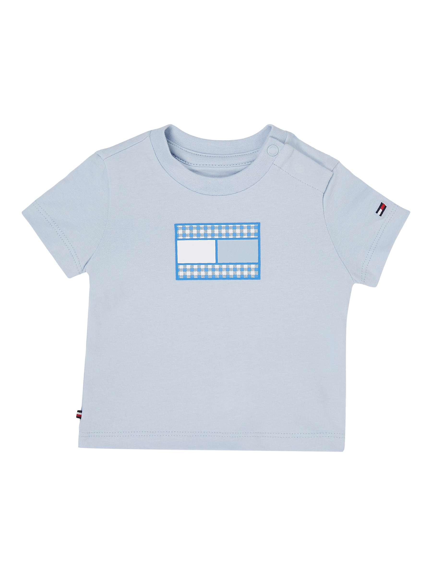 Buy Tommy Hilfiger Baby Gingham Flag Logo T-Shirt, Breezy Blue Online at johnlewis.com
