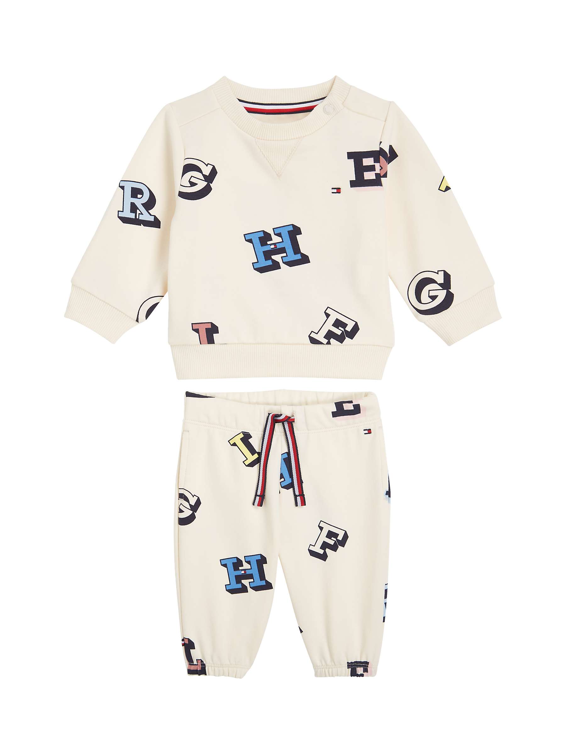 Buy Tommy Hilfiger Baby Scatter Letter Print Sweatshirt & Joggers Set, Calico Online at johnlewis.com