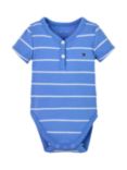 Tommy Hilfiger Baby Flag Logo Rib Stripe Bodysuit, Blue Spell