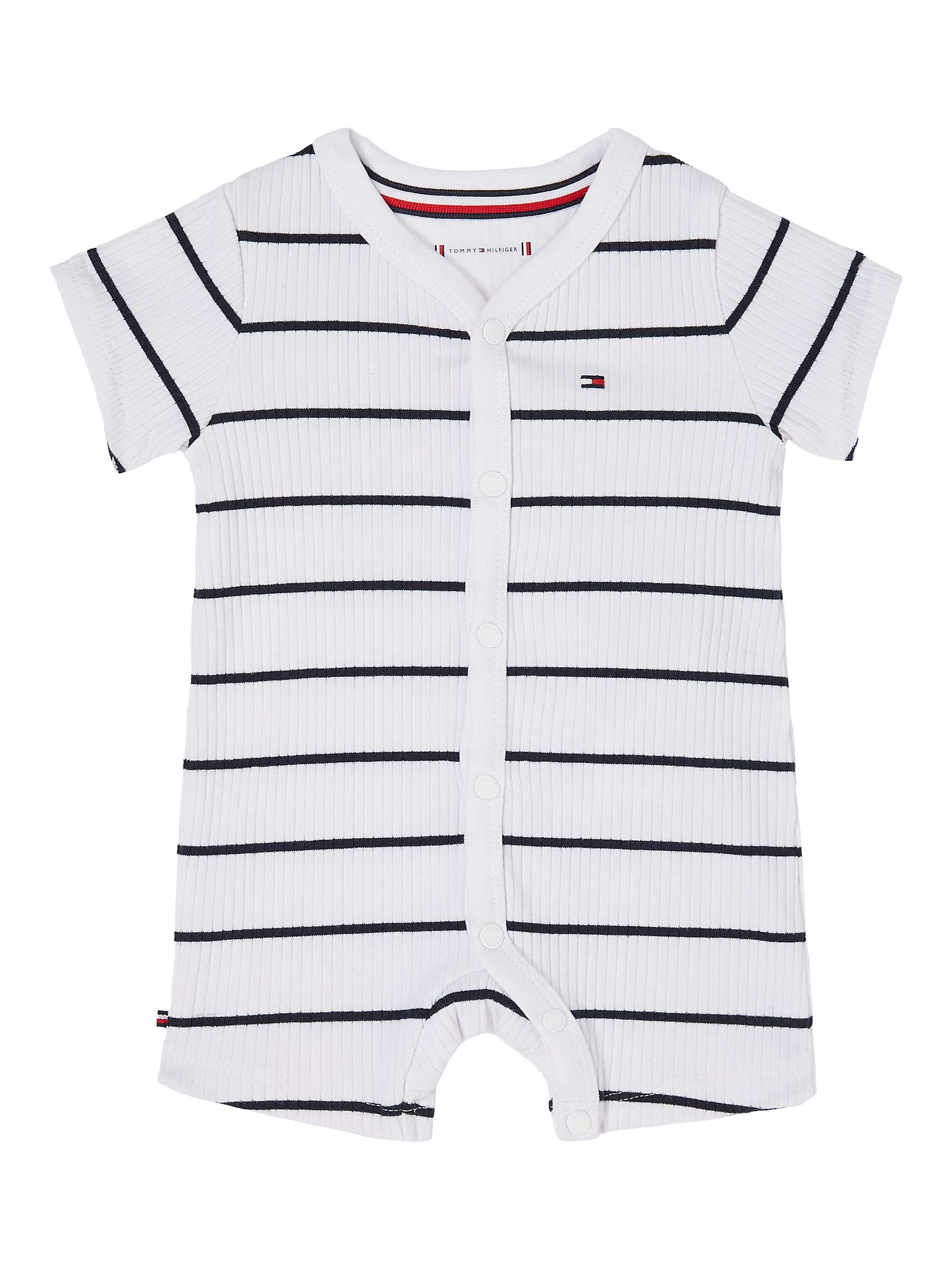 Buy Tommy Hilfiger Baby Flag Logo Stripe Shortall, White/Desert Sky Online at johnlewis.com