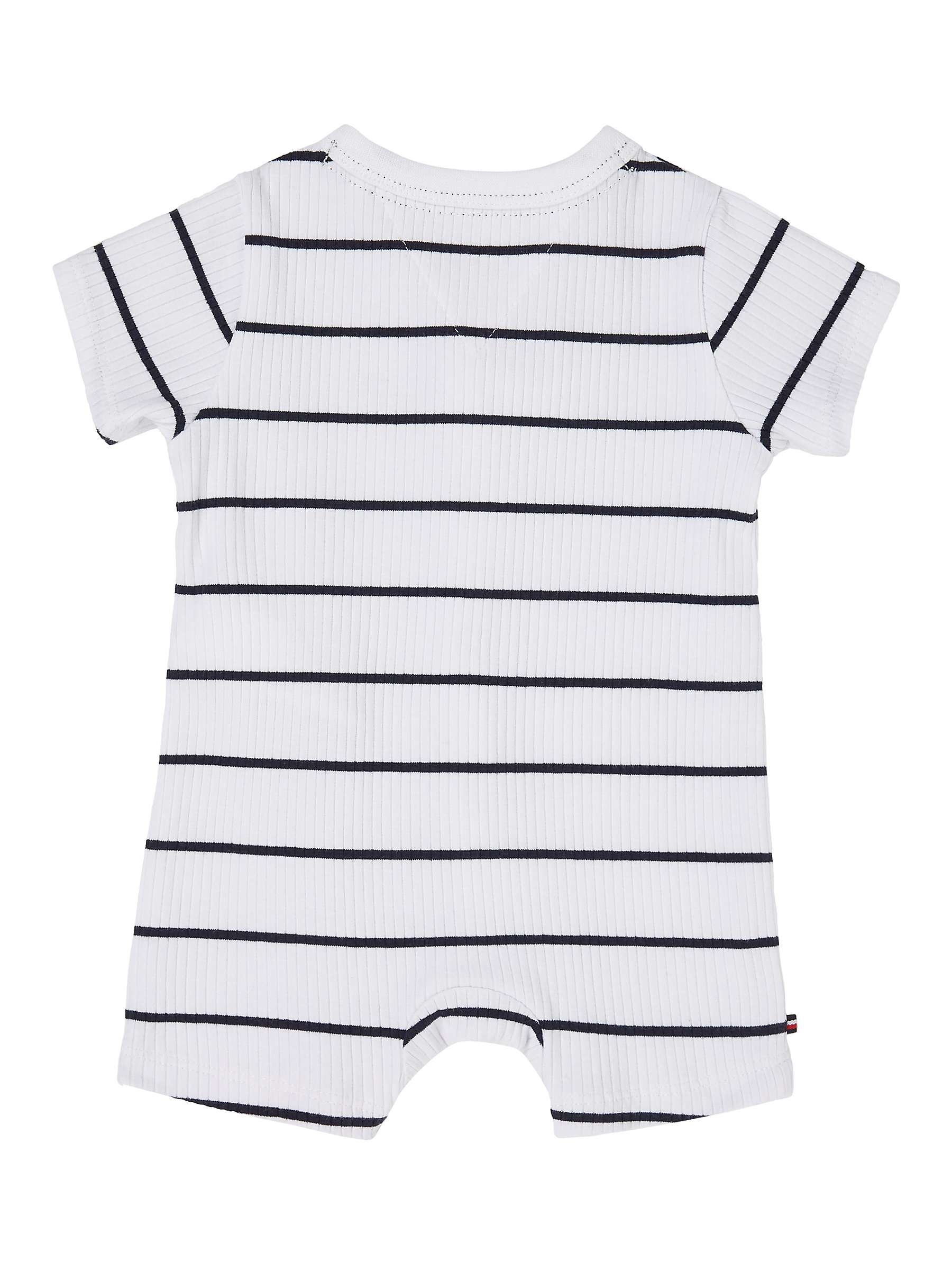 Buy Tommy Hilfiger Baby Flag Logo Stripe Shortall, White/Desert Sky Online at johnlewis.com