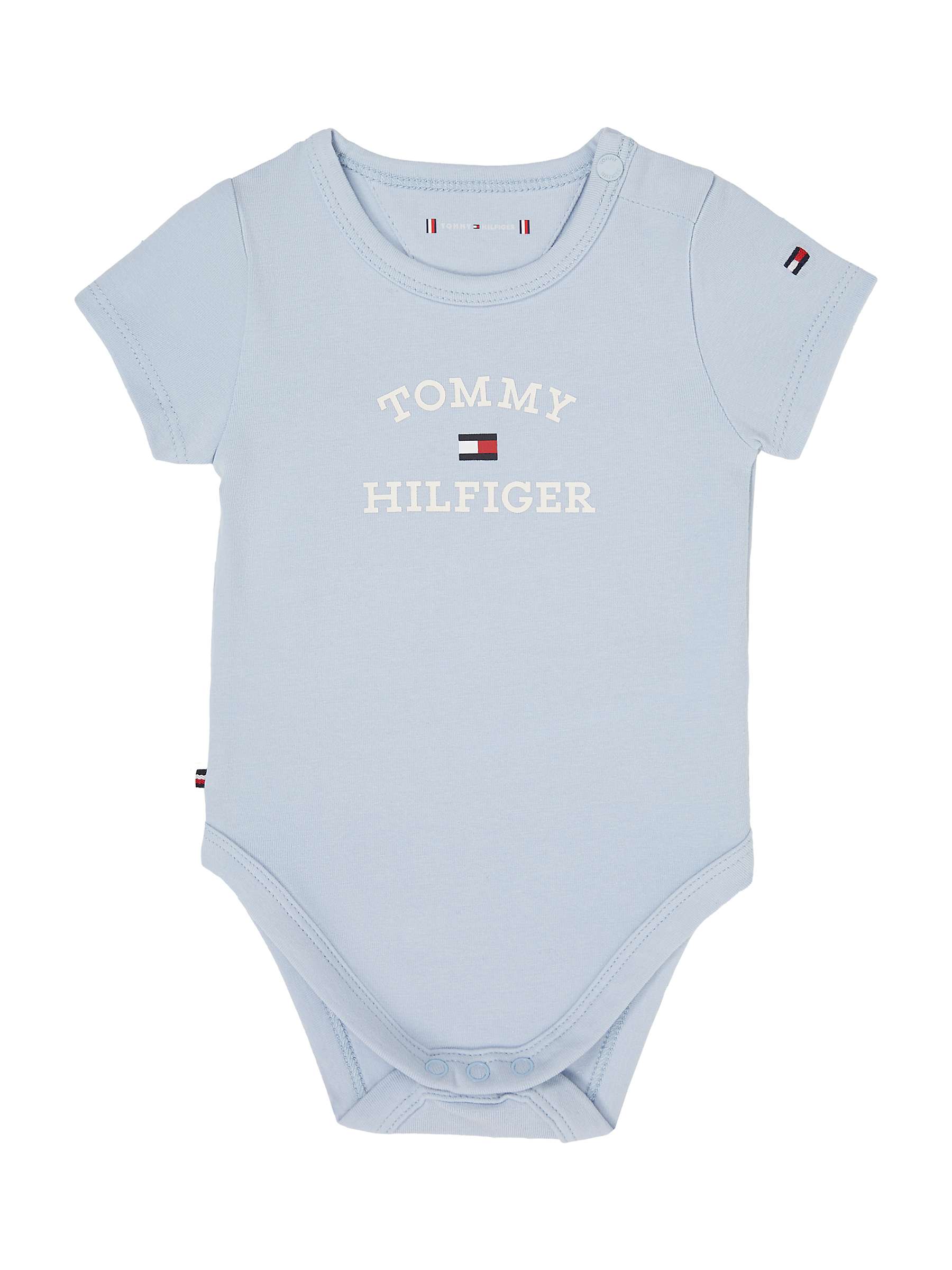 Buy Tommy Hilfiger Baby Logo Short Sleeve Bodysuit, Breezy Blue Online at johnlewis.com