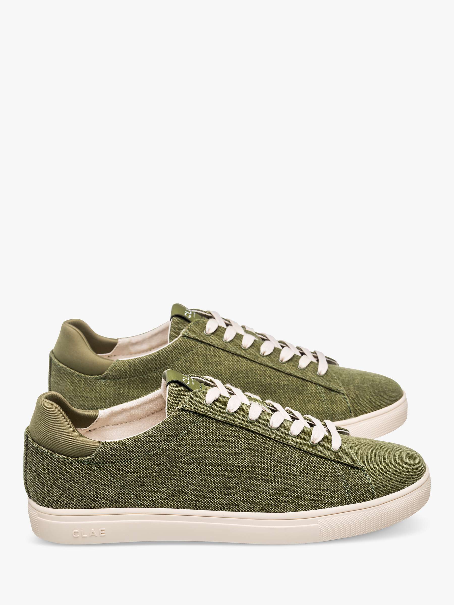 Buy CLAE Bradley Textile Lace Up Trainers, Olive Wash Online at johnlewis.com