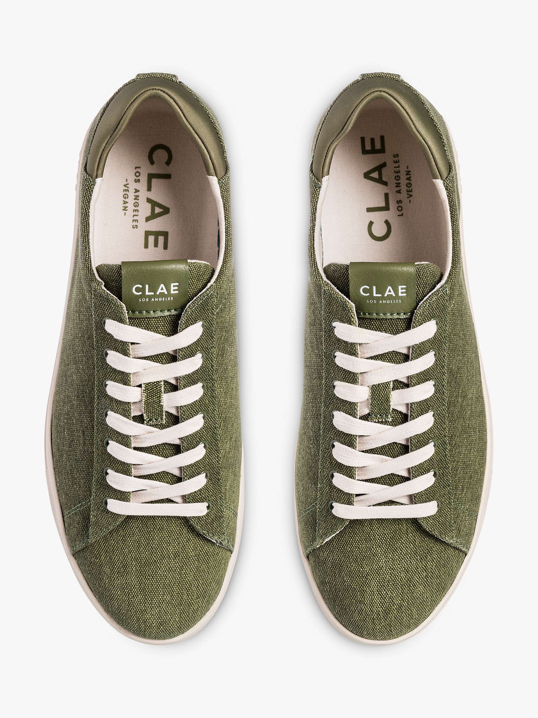 Buy CLAE Bradley Textile Lace Up Trainers, Olive Wash Online at johnlewis.com